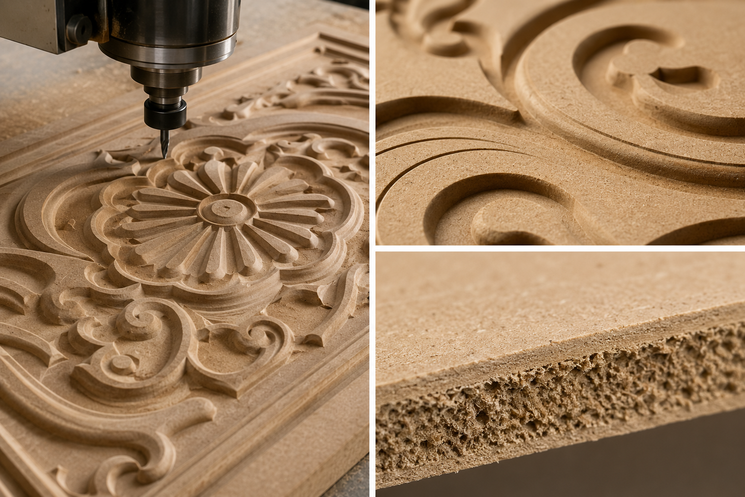 Carved surface showcasing burr-free precision