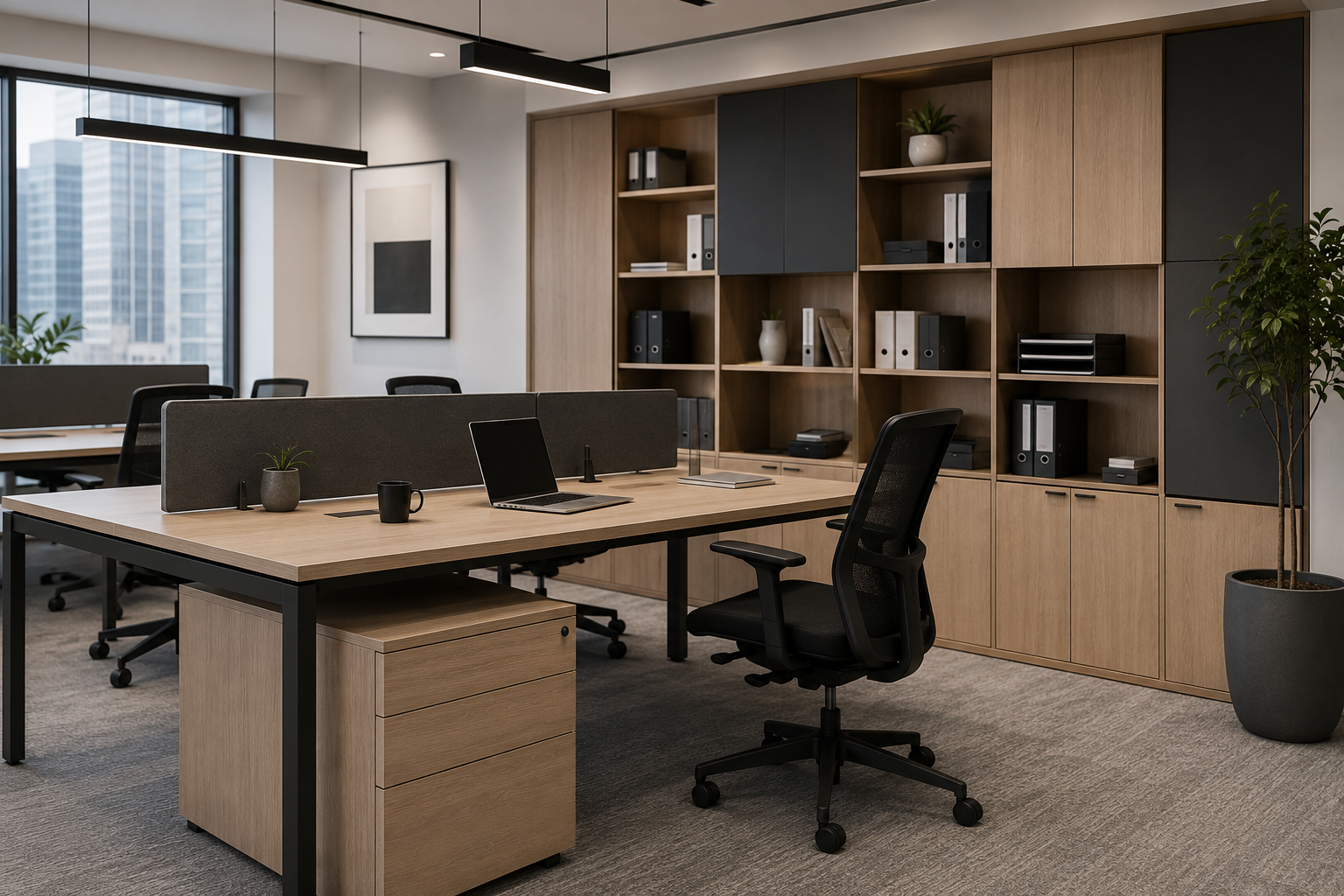 Office furniture using particle board