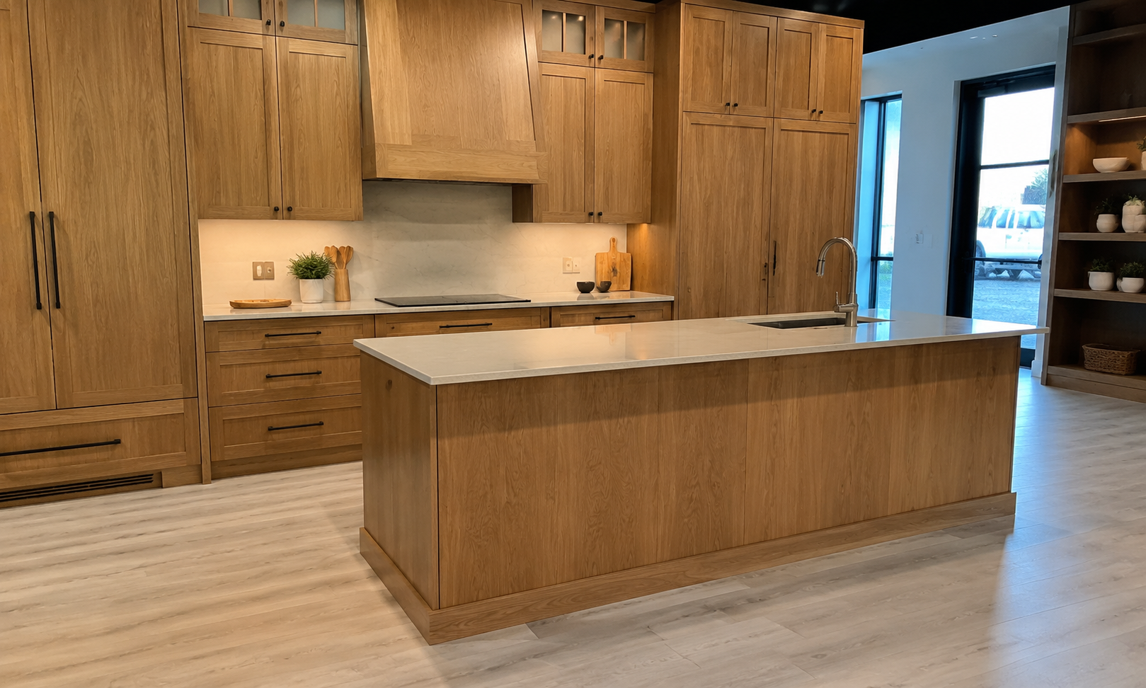 Natural woodgrain kitchen cabinet collection