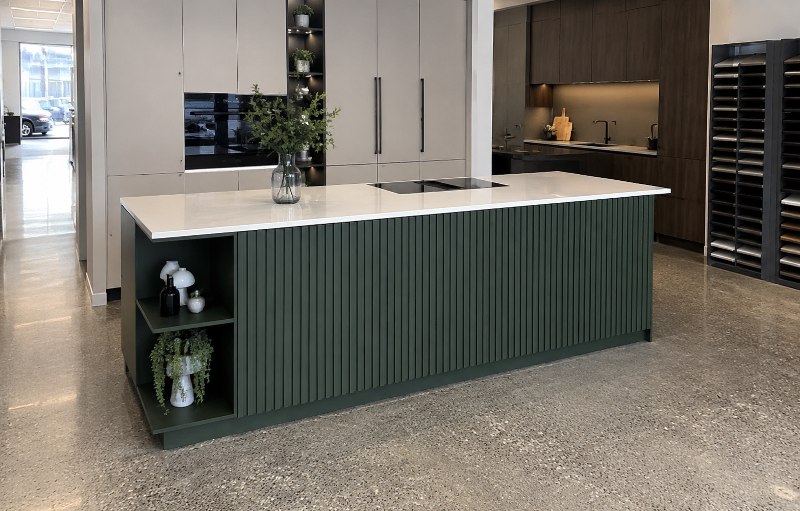Warm modern kitchen cabinets