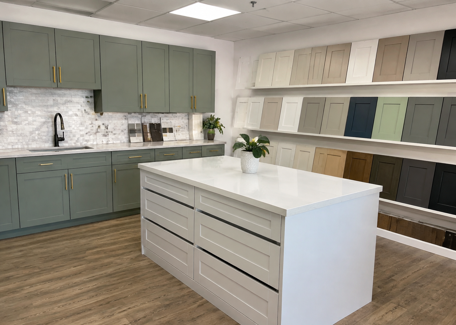 Contemporary colored kitchen cabinets